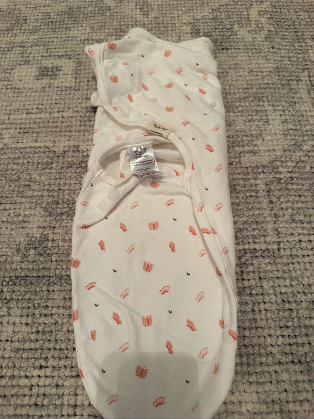 Cream Baby Sleep Sack with Coral Butterfly Print